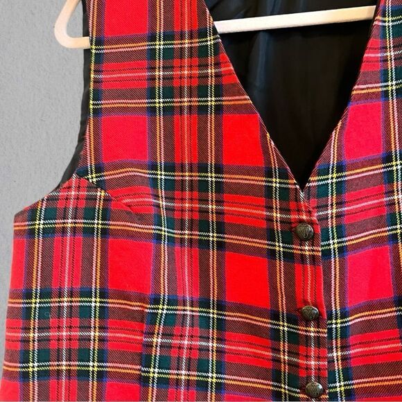 Vintage wool tartan button up vest - Picture 3 of 7